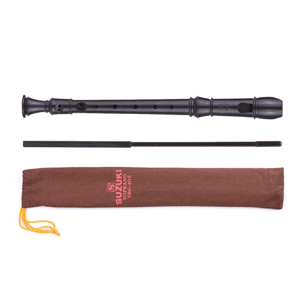 SRG-405 Detachable Soprano Recorder German-style 8 Holes Key of G with Bag Clearing Rod Musical Wind Instrument Brown