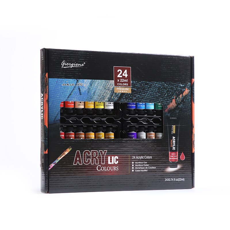 Waterproof 24 Colors Acrylic Paints 22ml Tubes Drawing Painting Pigment Hand-painted Wall Paint For Artist DIY