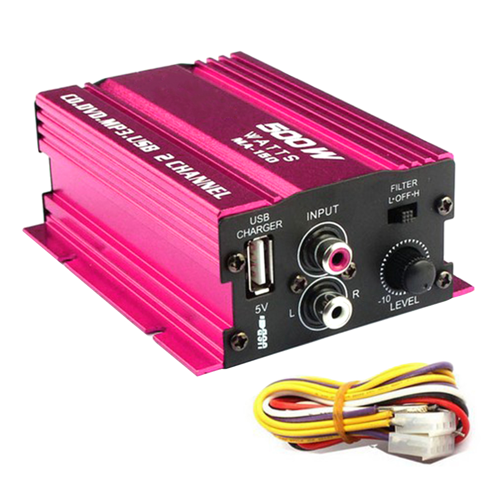 Universal Mini Subwoofer Aluminum Alloy Stereo Amplifier LED Indicator 2 Channel Power Audio Car Motorcycle Hi-Fi 12V 40W Home