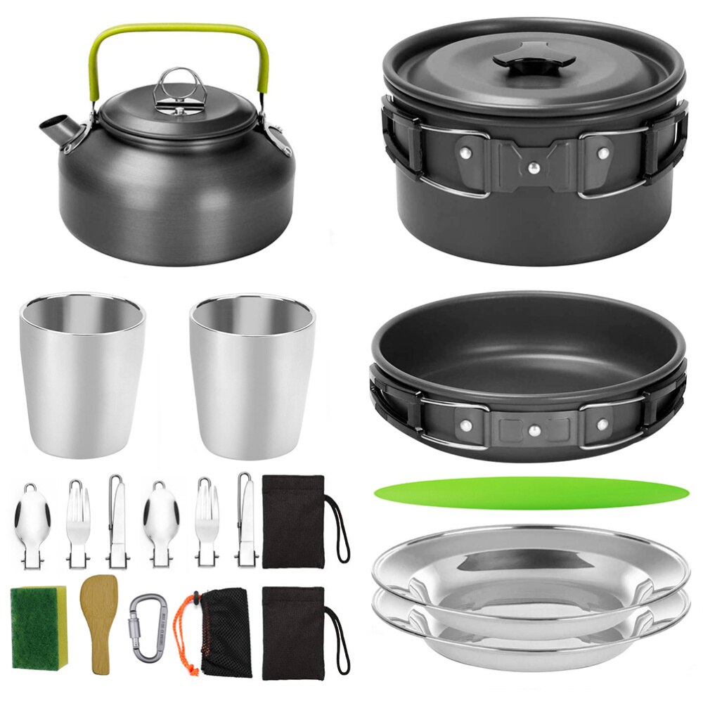 1 Set 18 Pcs Outdoor Cooker Camping Cookware Multipurpose Kitchenware: Default Title