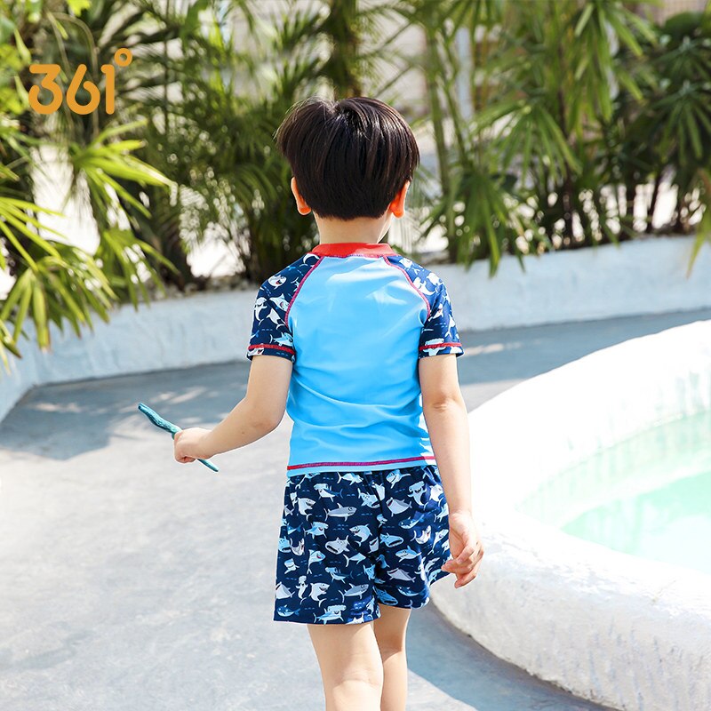 361 Shark Printed Children's Split Swimsuit Cute Baby Two Piece Bathing Suit Cartoon Swimsuit With Shorts Boys Girls Swimwear
