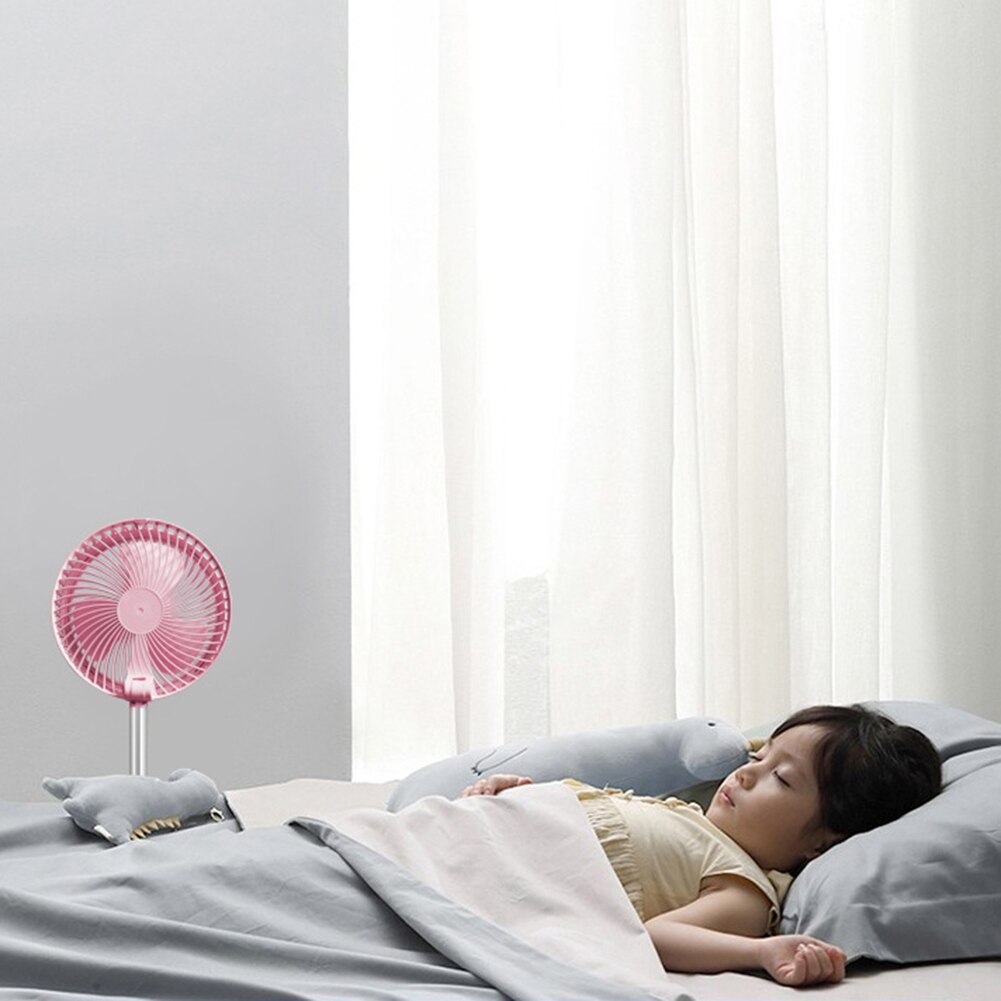 Mini Folding Telescopic Fan USB Rechargeable Student Portable Small Floor Fan Dormitory Bed Office Desktop Home Folding Fan