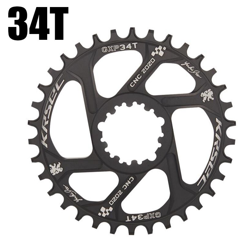 Krsec gxp chainring offset 6mm corrente anel t6 liga de alumínio roda para 8/9/10/11/12s corrente 32/34/36/38t mtb bicicleta acessórios: 34T Black