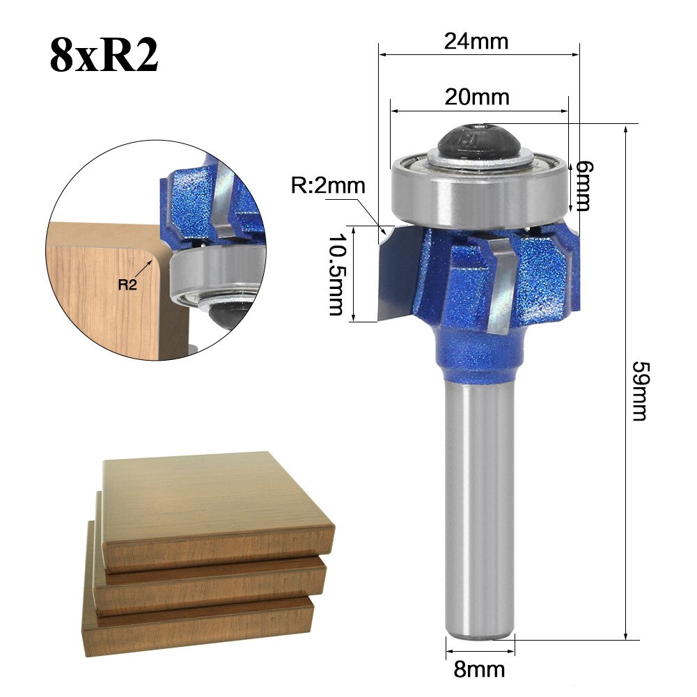 1pc 6mm 1/4 8 skaft  z4 hjørne rundfres  r1 r2 r3 treskjæring kantbearbeidingsmaskin klassisk kutter for tre 051-z4