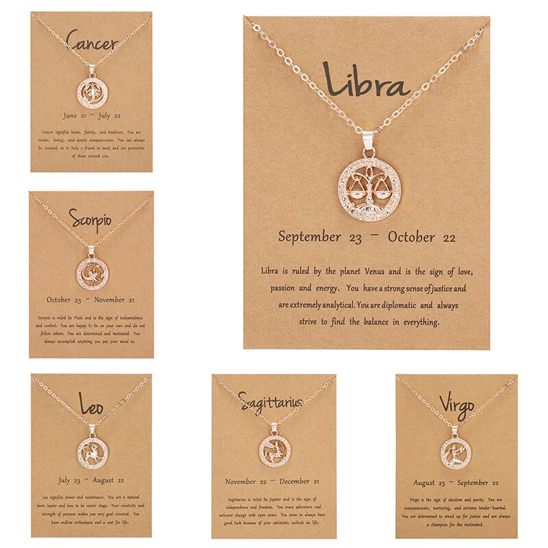 Trendige halsketten mit anhängern 12 sternzeichen-motiven in roségold für damen und herren – löwe-motiv, ideal als grußkarte, geburtstagsgeschenk oder familienschmuck.