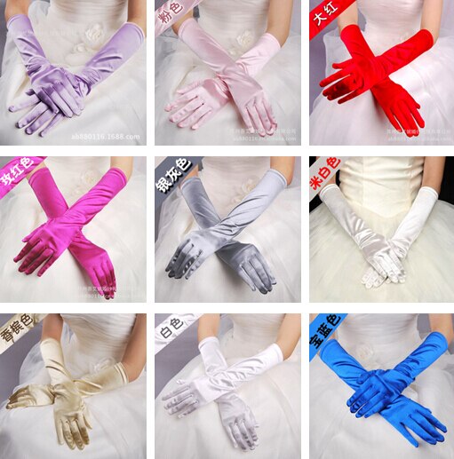 10 Stk/partij 20 Kleur 38Cmwomen Dame Dansen Prestaties Lange Paarse Handschoenen Mode Avondfeest Handschoen