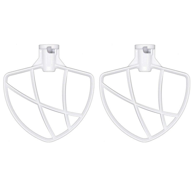 2PCS Coated Flat Beater For Kitchen Aid 6 Quart Bowl - Efficient Metal Mixing Attachments For Kitchenaid,White