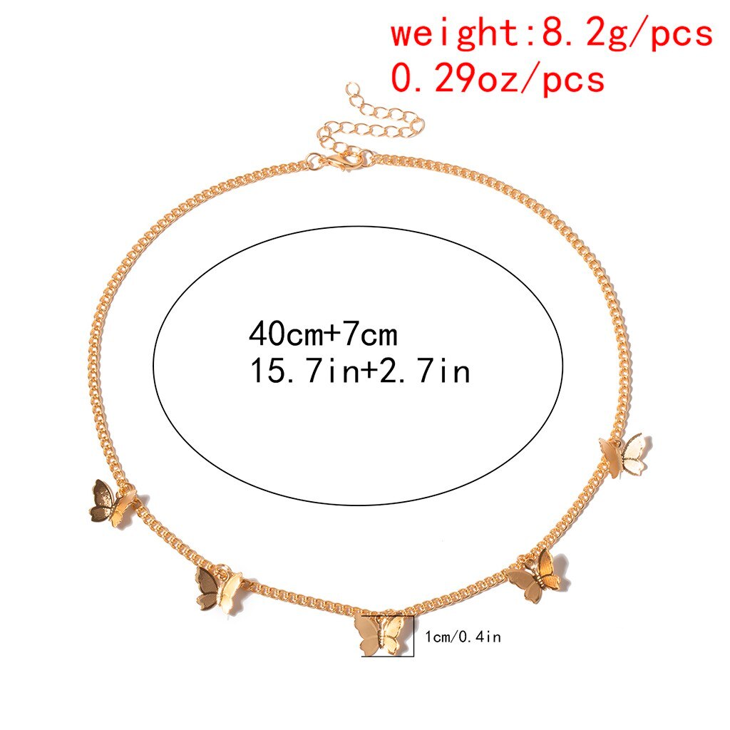 Vintage colgante collar de la mariposa para las mujeres metálico Golden grande collar de cadena de las mujeres de joyas de collares de las mujeres con palo