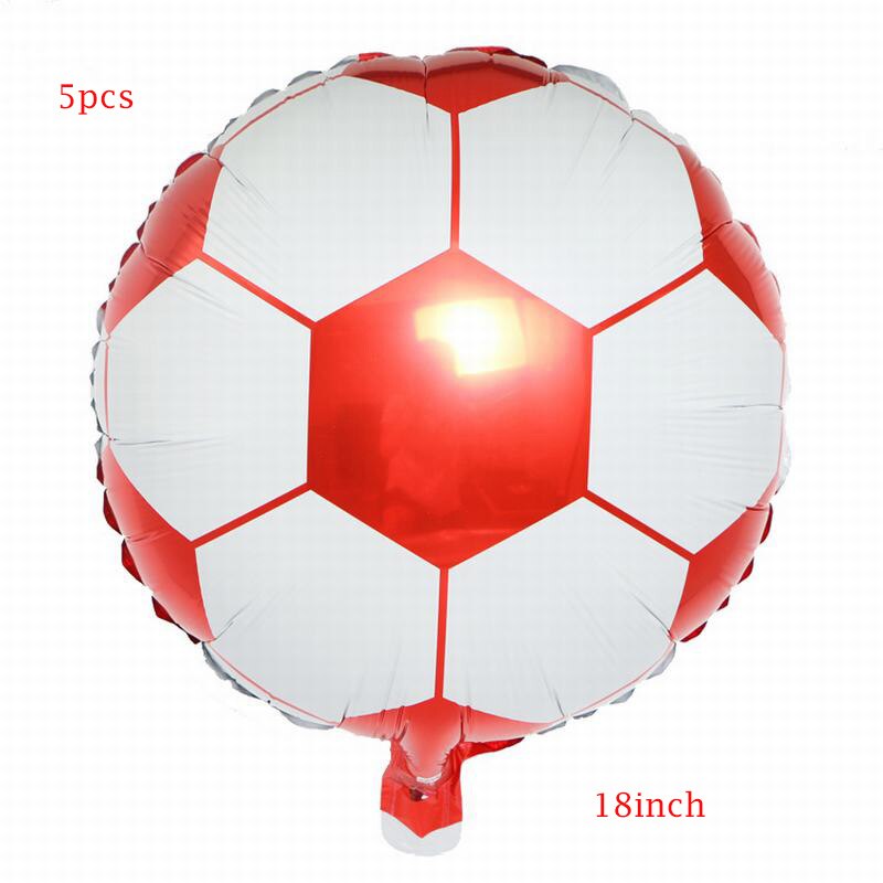 5 stk / parti fodboldfolieballon 18 tommer rund basketball volleyball helium ballon fødselsdagsfest dekoration baby shower diy deco: Rød hvid