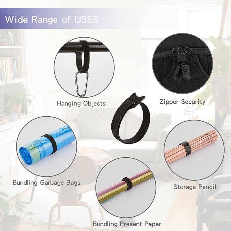 10pcs/Releasable Cable Ties Plastics Hook Loop Fastening Reusable Cable Ties Nylon Loop Wrap Zip Bundle T-type Cable Tie Wire