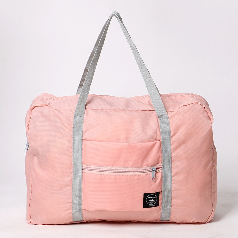 Nylon sammenklappelig rejsetaske unisex stor kapacitet taske bagage kvinder vandtætte håndtasker mænd rejsetasker: Lyserød
