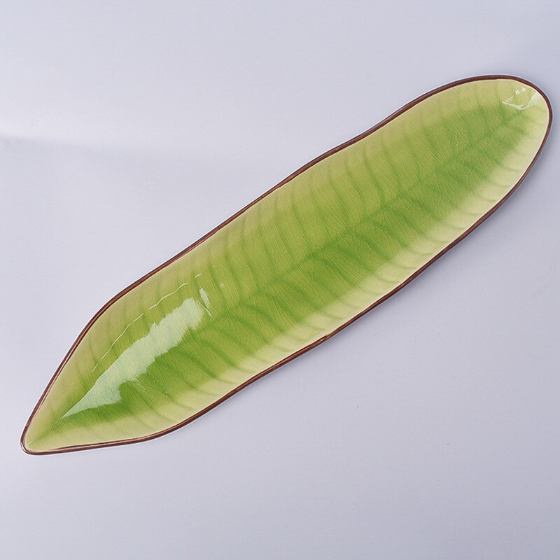 Japanese-style Painted Ceramic Plate Tableware Japanese Restaurant Sushi Snack Bar Leaf Crafts Dinner Plate Flatware Set: Green