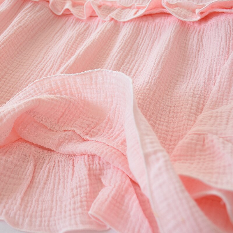 Vestido de algodón monocromático con cuello de muñeca, ropa de lactancia horizontal, lavado fino, pijamas de manga larga de crepé