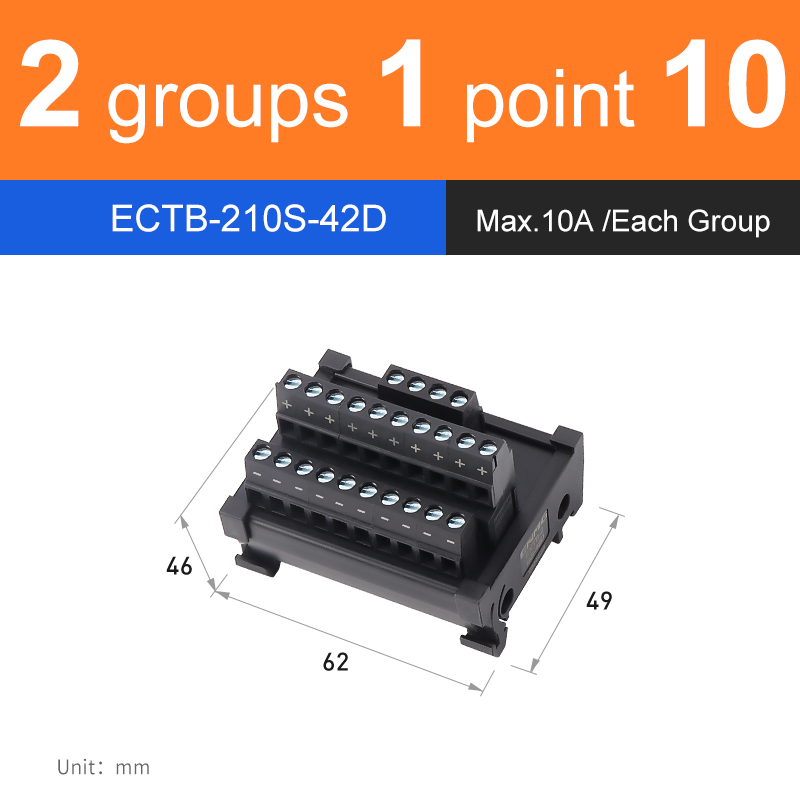 ENMG Screw terminal Save Wiring Split Terminal Block ECTB 10A Power Splitter PLC Terminal Block One to One One One to One 10~64: Silver