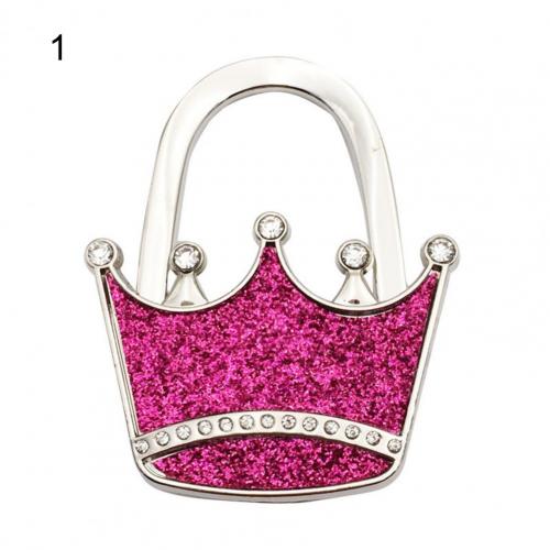 Taske krog skinnende folde zink legering rhinestone krone stjerne bordkant håndtaske bøjle til hjemmet nøglering sød taske vedhæng: 1