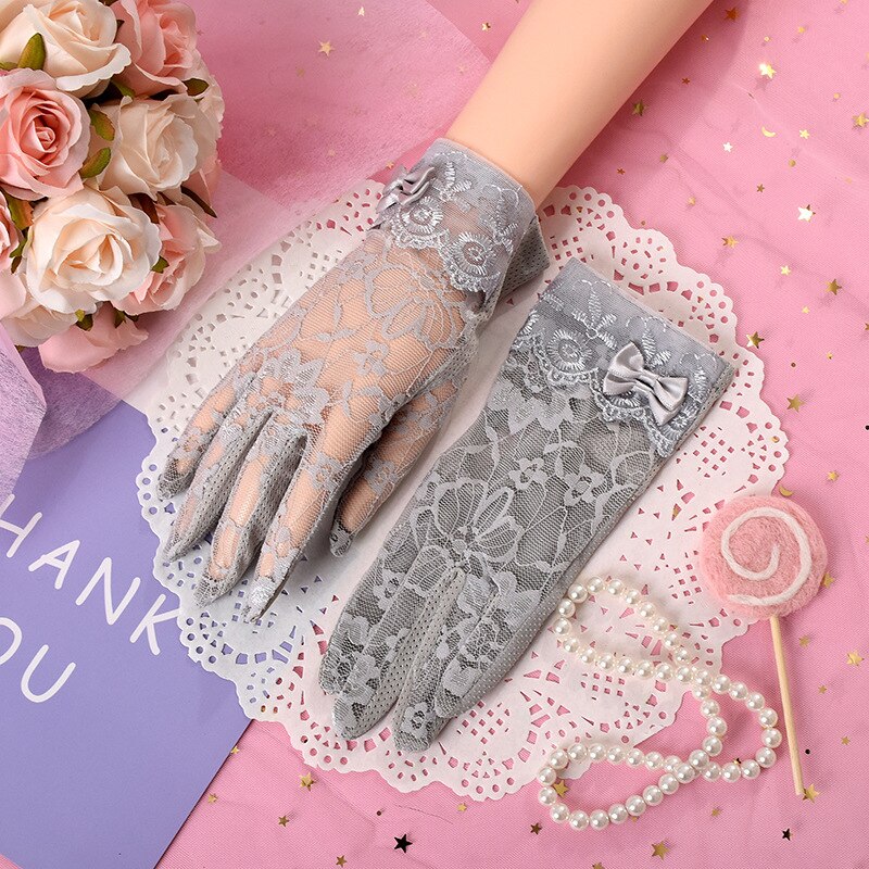 Guantes De Encaje Sin Dedos Para Mujer – Diseño Floral, Negros, Cortos, Perfectos Para Bodas, Fiestas Y Cosplay
