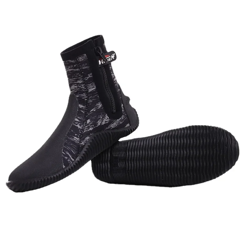5MM Neopreen Duiklaarzen Water Schoenen Vulcanisatie Winter Koud Proof Hoge Bovenste Warme Vinnen Onderwatervissers Schoenen