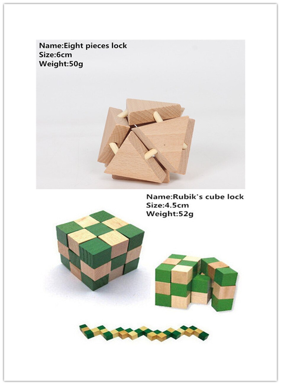 IQ Brain Teaser Cube And Other Styles Lock 3D Wooden Interlocking Burr Puzzles Game Toy Wood For Adults Kids: Zh735