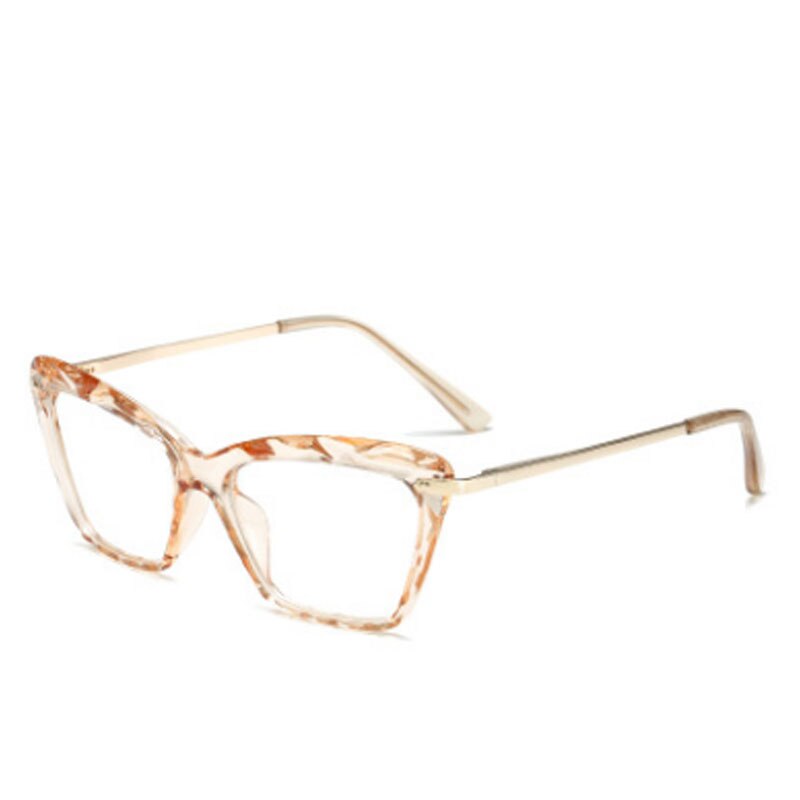 2020 firkantede cat eye overdimensionerede briller kvinder multi-sektion trending mærke optiske computerbriller oculos de sol okulary: Lysebrun