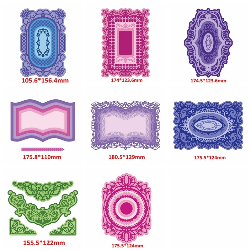 Retro Swirls Flowers Brochure Shaped Rectangle Photo Frame Edge DIY Scrapbooking Album Cards Paper Craft Making Template Die Cut