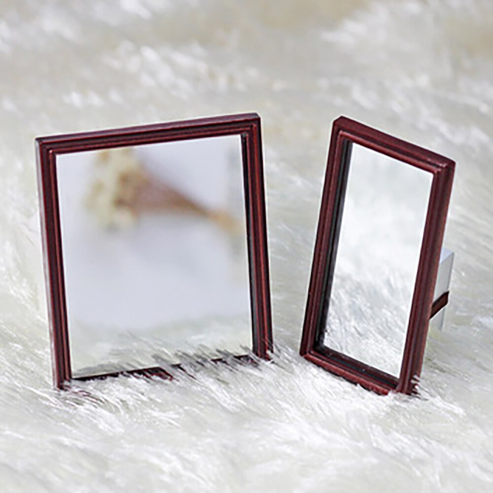 Accesorios en miniatura para casa de muñecas, Mini espejo de aleación de simulación, modelo de espejo de baño, juguetes para decoración de casa de muñecas, 1 Uds., 1/12