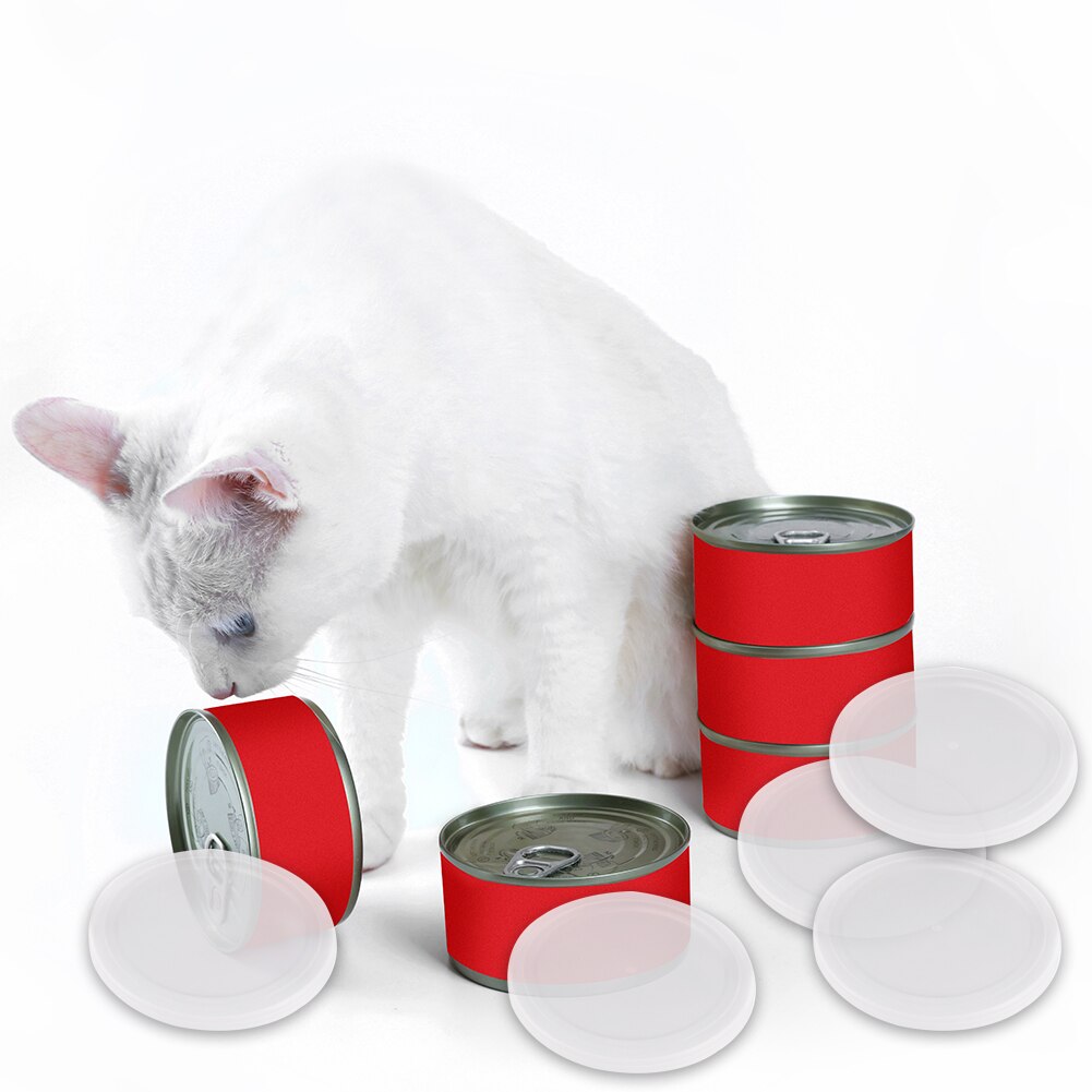 5Pcs Herbruikbare Voedsel Opslag Tin Cover Blikjes Deksels Ronde Hond Kat Blik Deksel Voedsel Verse Houden Stofdicht Deksels Huisdieren keuken Benodigdheden
