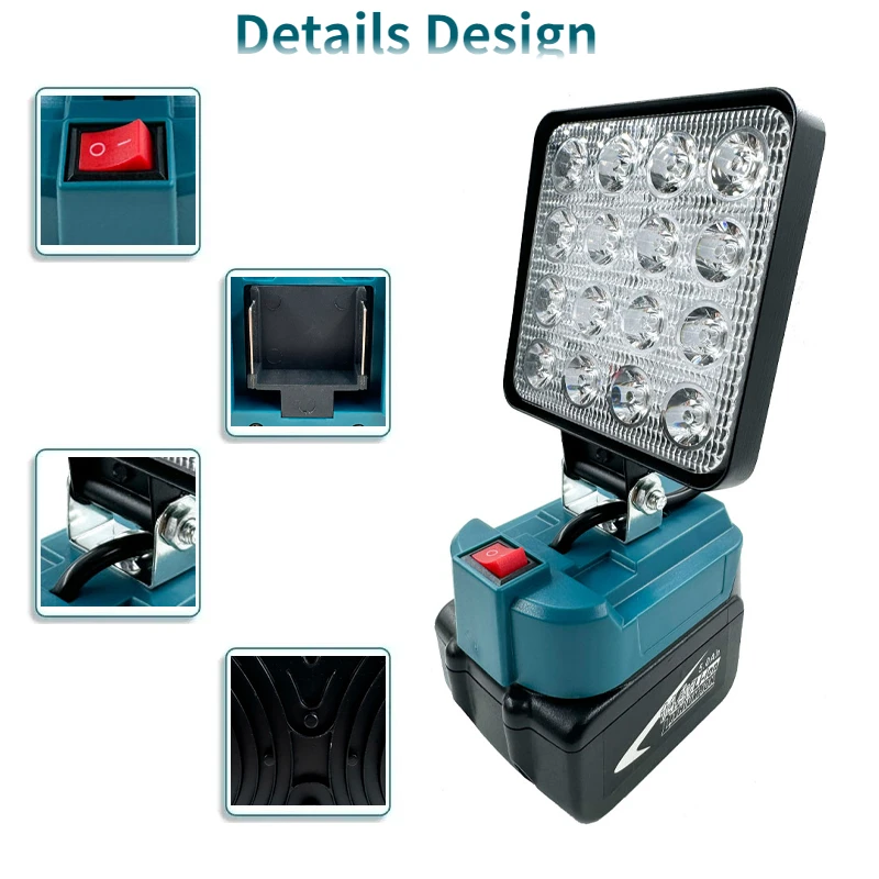 LED Werklampen Camping Lamp Zaklamp Spotlight Voor Makita 18V Lithium-ion Batterij BL1830 BL1815 Draadloze LED Lamp verlichting