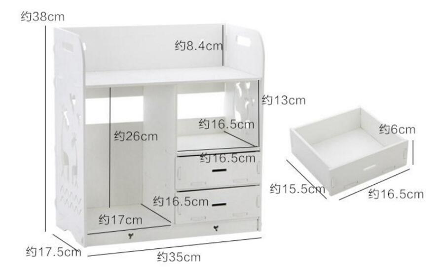 Organizador de maquillaje de belleza de escritorio blanco con cajones, soporte de tocador de plástico de madera, pequeño Almacenamiento de mostrador de baño