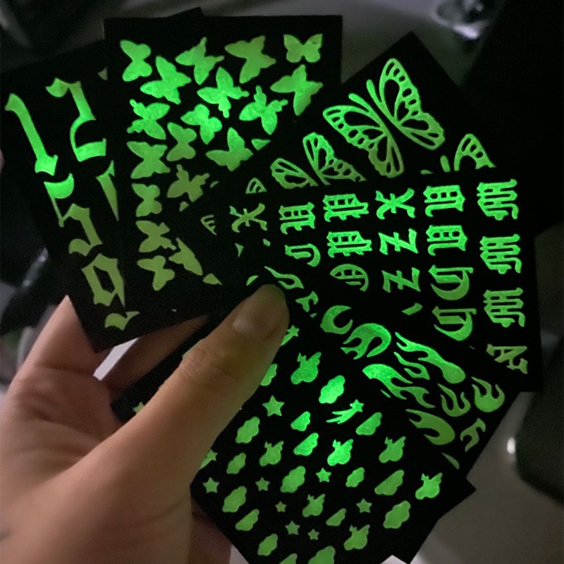6 Vel Glow In The Dark Nail Art Sticker Decal Vivid 3D Vlinder Lichtgevende Decoraties Nail Decals TNL2354345-23536