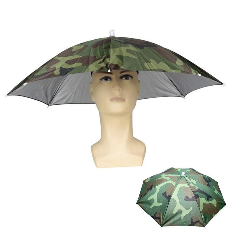 Sombrero de sombrilla de lluvia portátil, sombrilla plegable para Pesca al aire libre, Anti-UV, accesorios para la cabeza de playa, Camping y Pesca