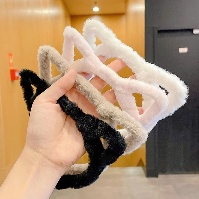 1pc hohle katze ohren haarband mädchen herz haarnadel nette plüsch stirnband waschen gesicht maske haarband haar krawatte Clip