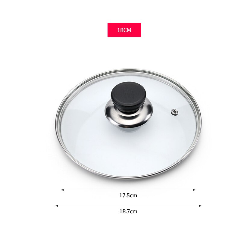 Cookware Reinforced Glass Lid Tempered Wok Lid Pyrex Glass Round Chef Pan Lid with Knob Premium Qualtiy Pan Cover: ITEM INFO 18CM