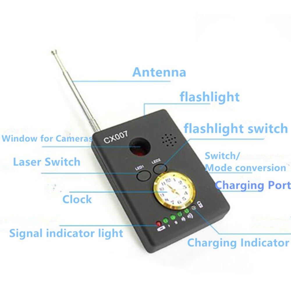 1 mhz -6500 ghz fuld frekvensdetektor multifunktions signal kamera telefon gsm gps wifi bug spion rf detektor cam finder  cx007