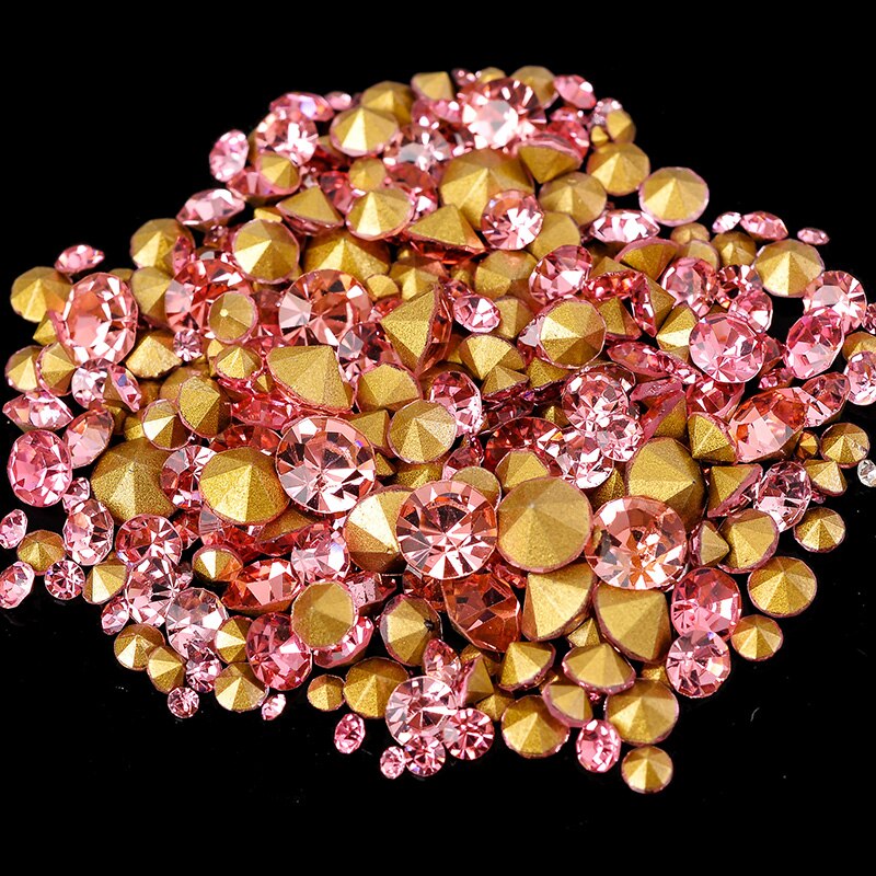 SS2-SS22 Mix Grootte 6Gram 200-400Pcs Alle Kleuren Kegel Point Rhinestone Voor 3D Nail Art Diy Sieraden applique Accessoires Decoratie: lt pink