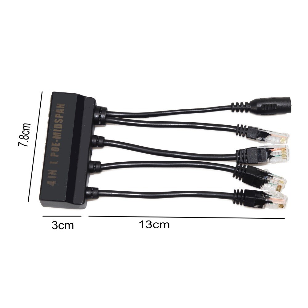 4 In 1 Power Over Ethernet Midspan Splitter Switch 10/100mbps IEEE802.3at/af 2A IP Camera Poe Splitter