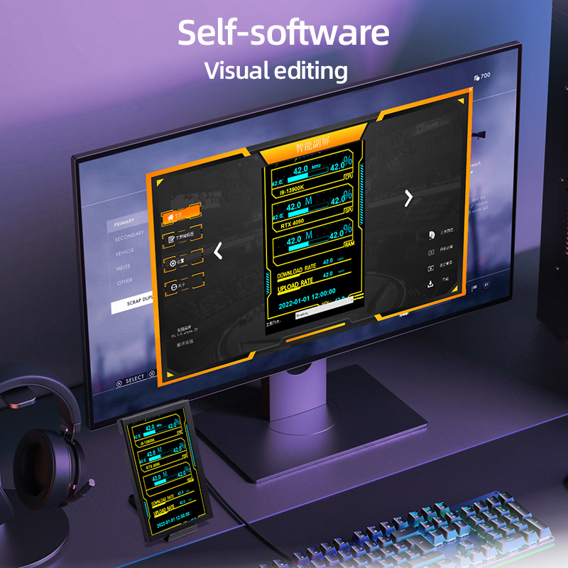 Écran secondaire IPS USB de 5 pouces, 800x480, type-c, LCD, matériel informatique, moniteur, affichage de l'analyse du spectre musical, sans AIDA64