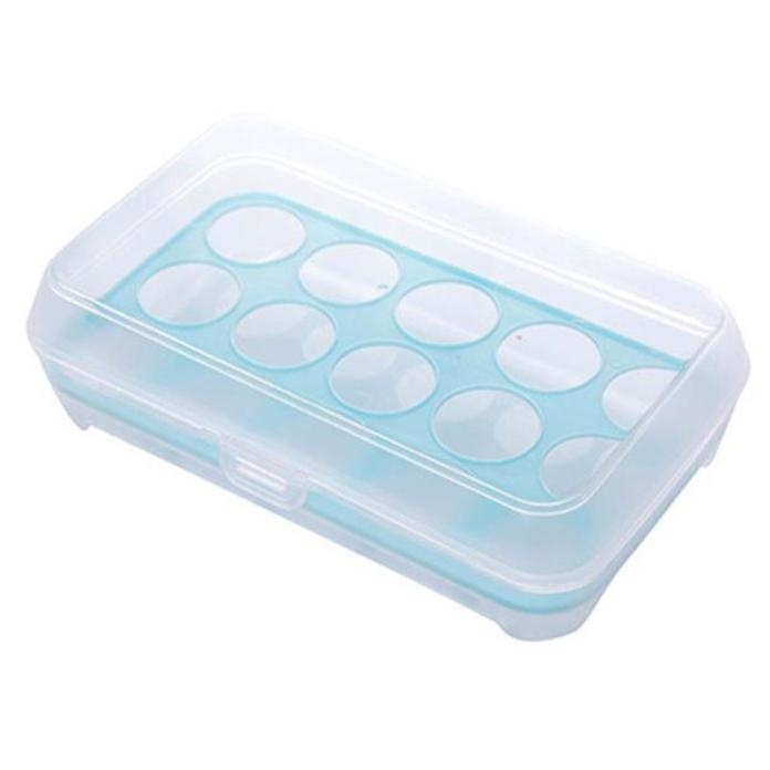 Refrigerator Storage Box Crisper Single Layer Refrigerator Food 15 Eggs Airtight Storage Container Plastic Box: Blue