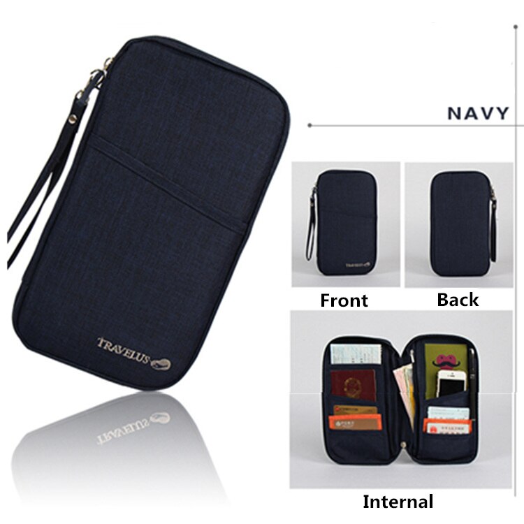 Reizen Reis Document Organizer Portemonnee Paspoort ID Kaarthouder Ticket Credit Card Bag Case: Navy