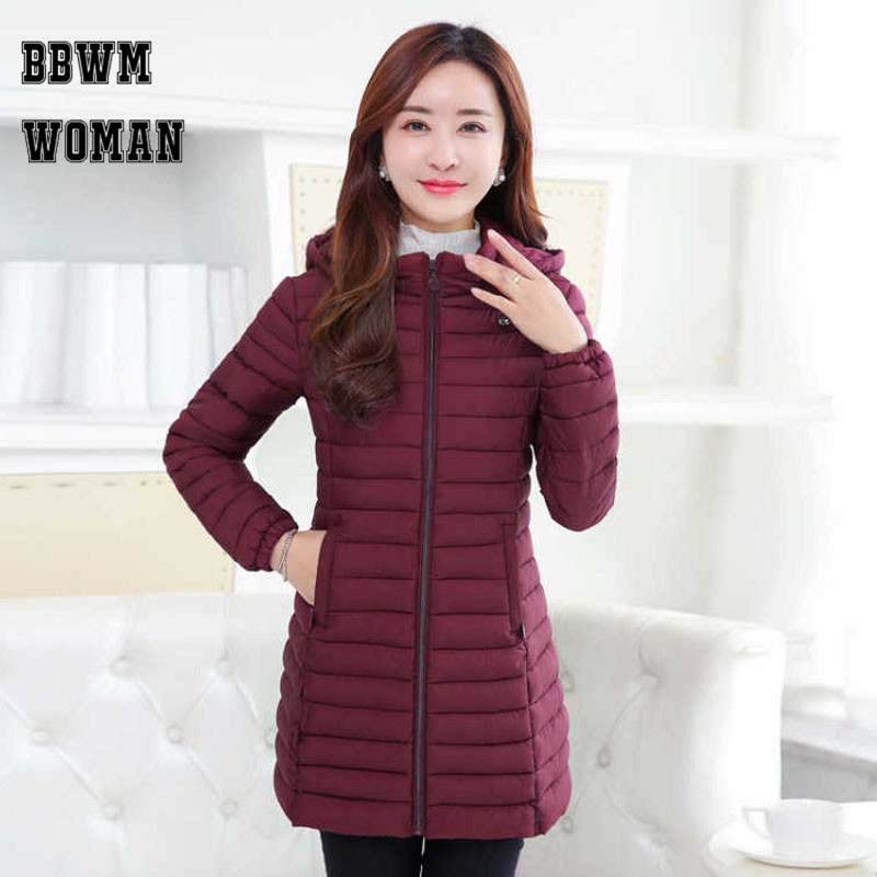 Leichte Baumwolle Lange Parkas Einfarbig Langarm Winter warm Plus Größe Weibliche gepolstert Mantel ZO1777
