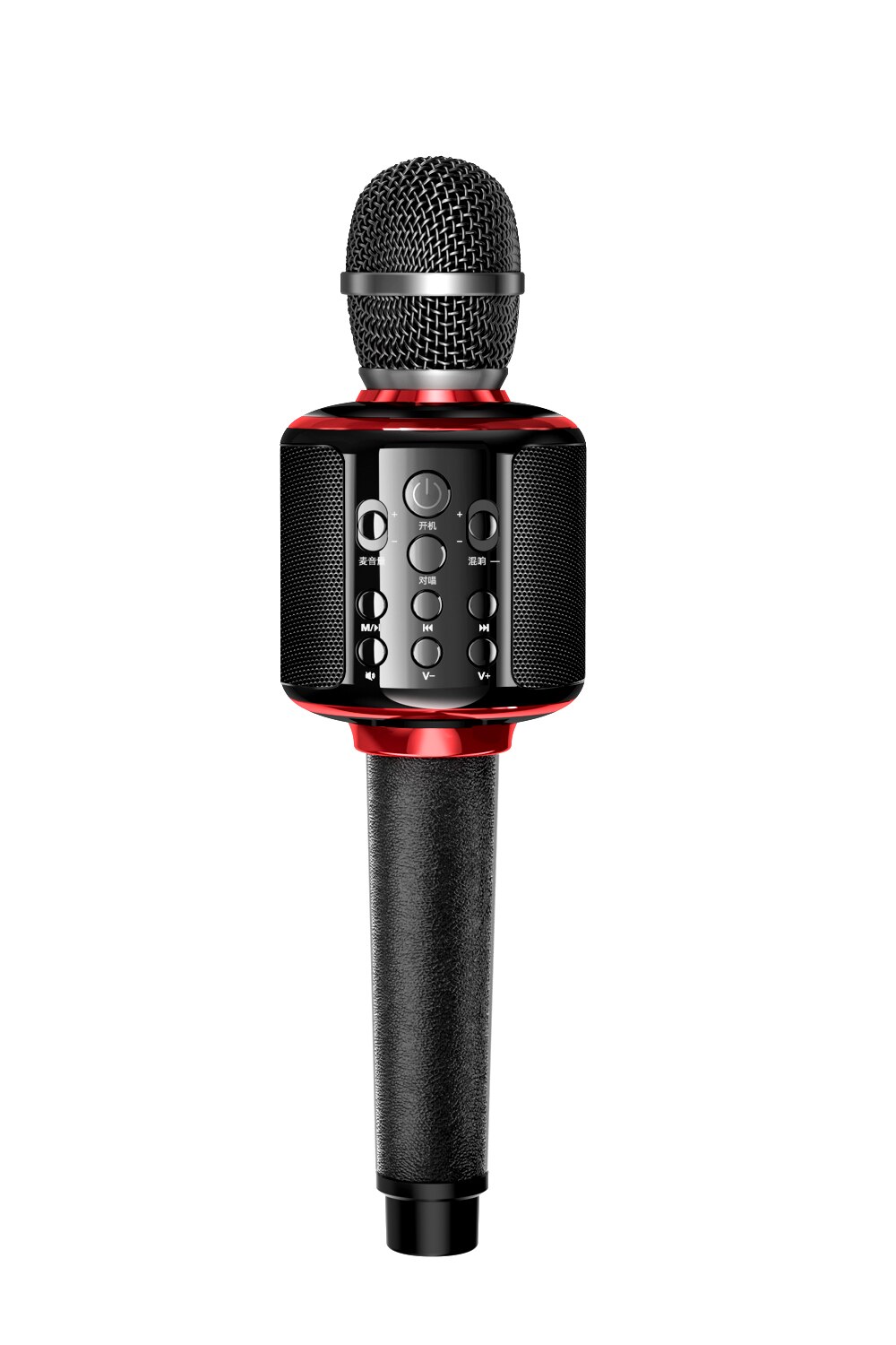 Wireless Bluetooth Karaoke Microphone with Solo/Duet Karaoke Mics, 4 in 1 Portable Handheld Singing Rechargeable Mic: Black and Red