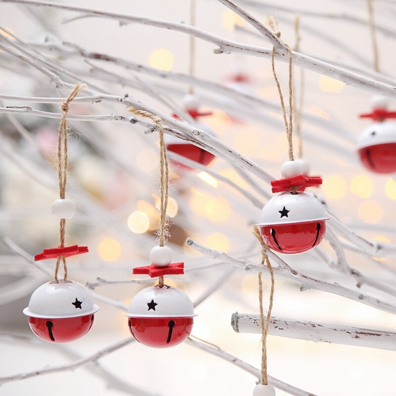 4 stks/set Van Jaar Kerst Bel Opknoping Kerstboomversiering Accessoires Xmas Levert Ornamenten Xmas Rood Wit Bells