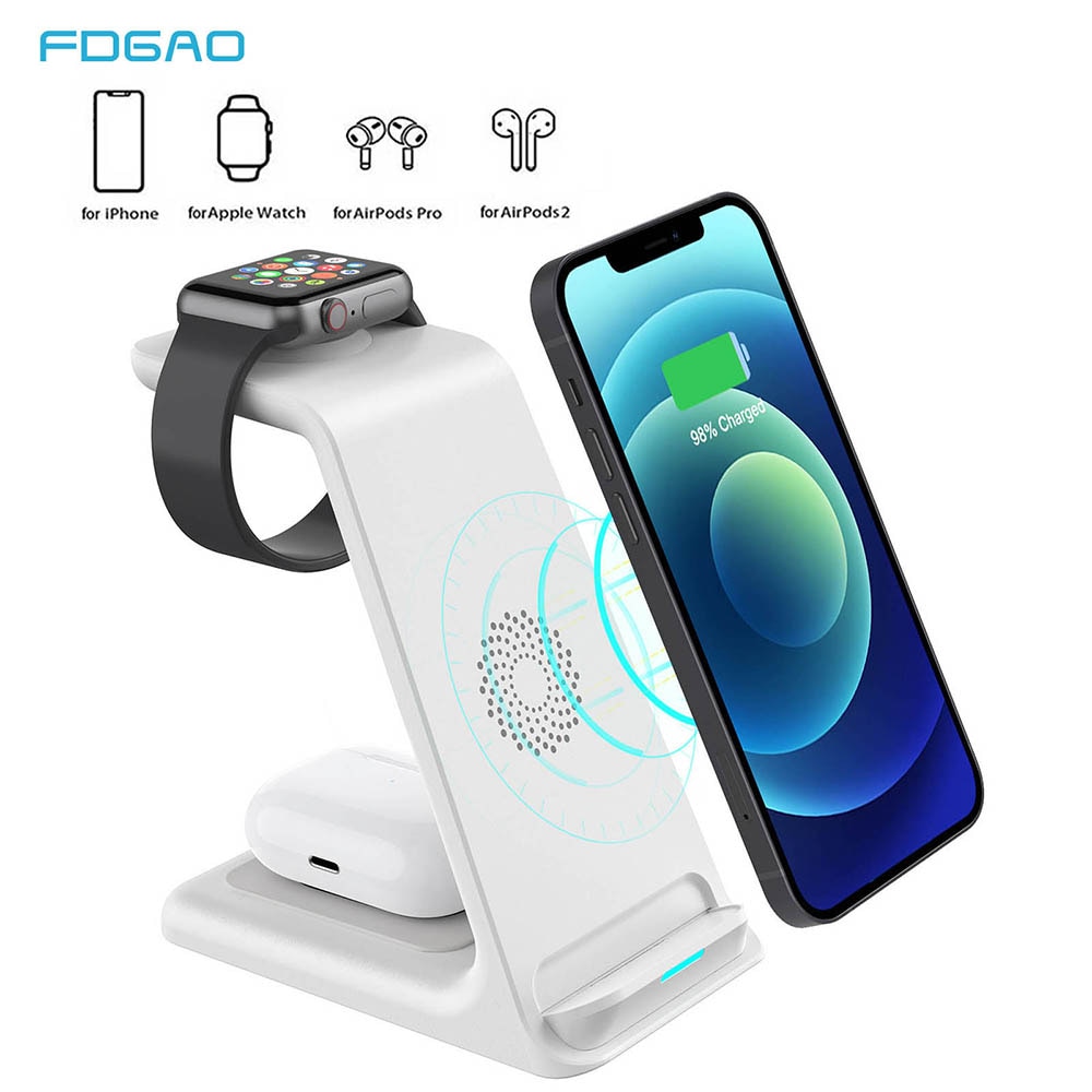 Qi Wireless Charger For iPhone 13 12 11 XS XR X 8 Charging Stand Holder Station for Airpods Pro iWatch 7 Induction Fast Chargers
