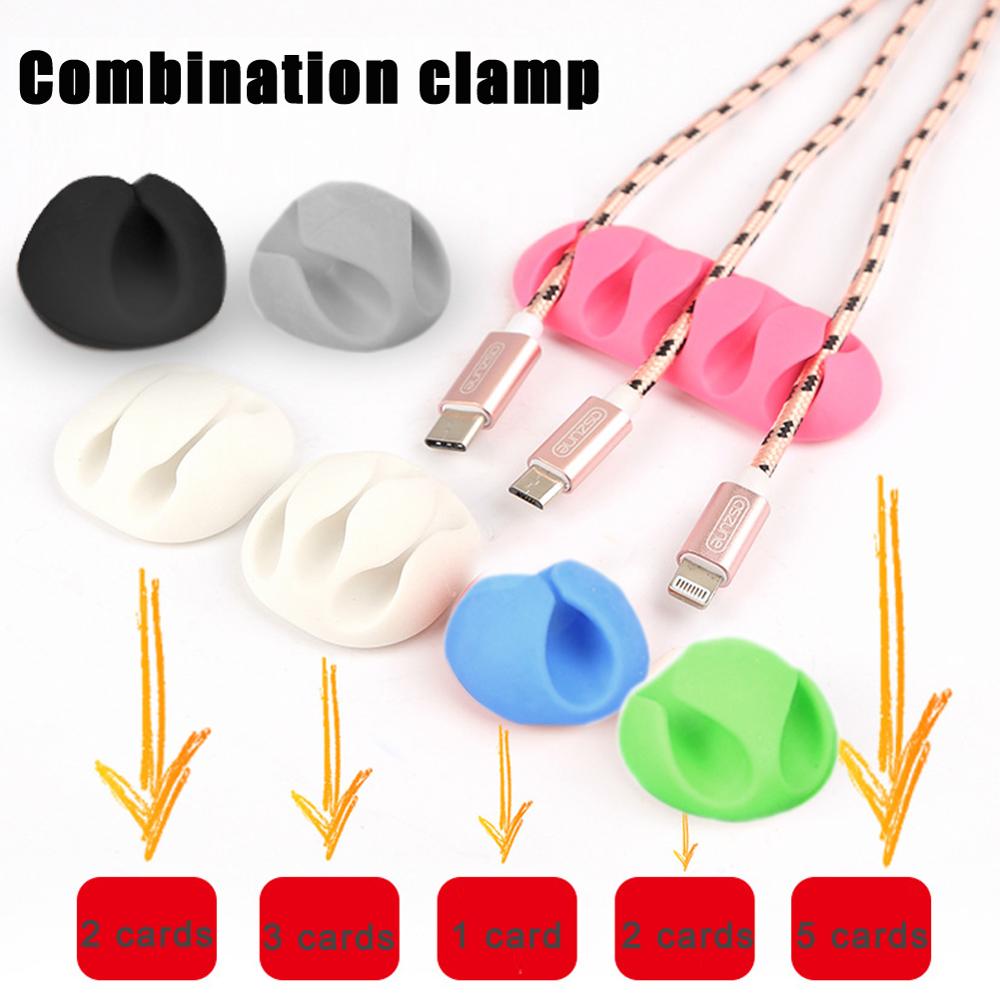 10pcs/pack Wire Cable Clips Office Silicone Cable Organizer Wire Holder Desk Cord Clip Tie Fixer Wire Management