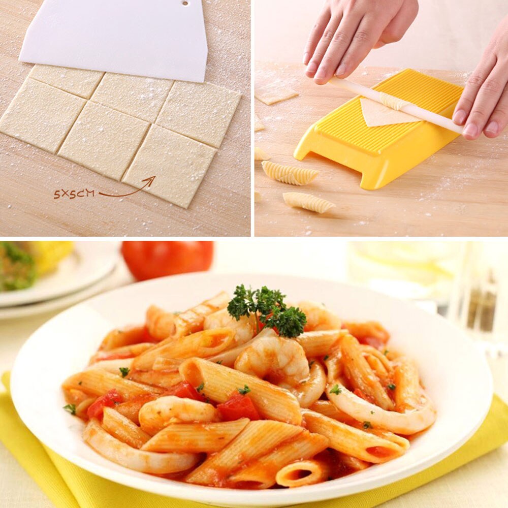 Plastik pasta maskine makaroni bord spaghetti pasta gnocchi maker skærer kagerulle køkkenværktøj babymad forme