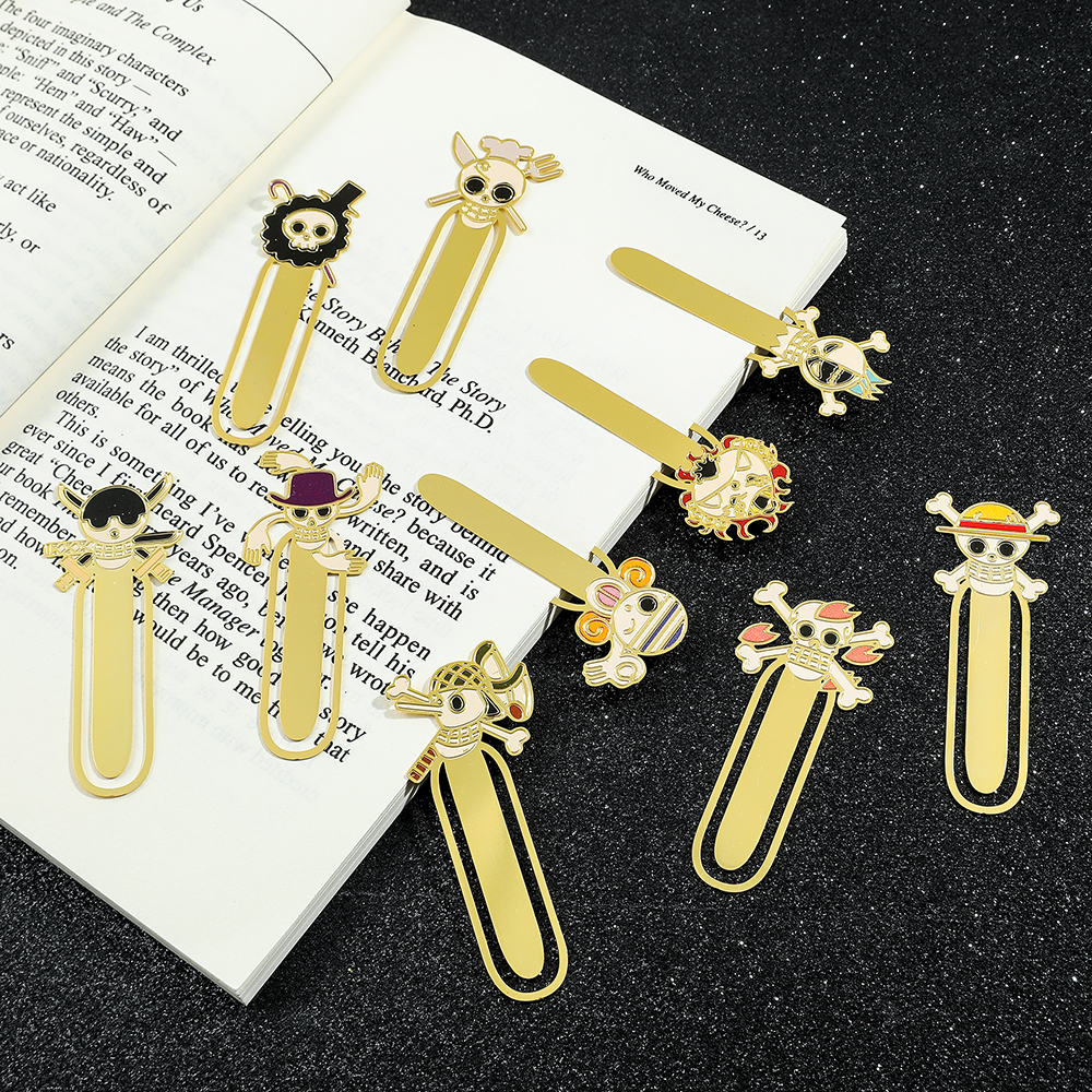 Marcapáginas de una pieza de Anime para mujeres, hombres y niños, fanáticos, libros creativos de Metal, colección de marcas, de decoración para amantes de los libros