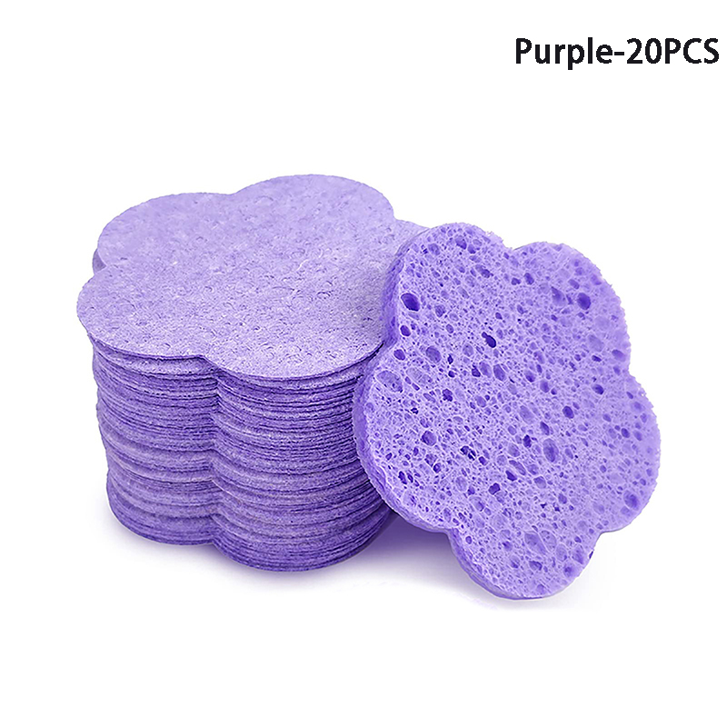 10/20PCS Reusable Face Cleaning Sponge Pad Exfoliator Mask Facial SPA Massage Makeup Removal Thicker Compress Natural Cellulose: WHITE