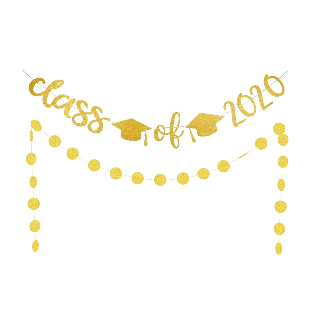 Adult Graduation Cap hat with Tassel Golden/Black Graduation banner party for High School and College: 2