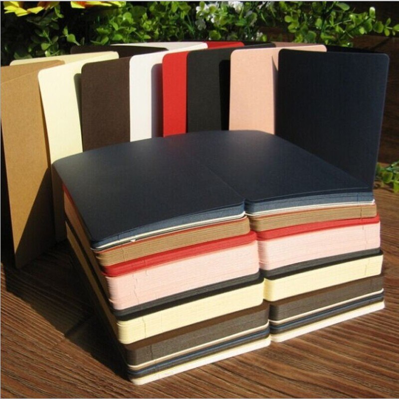 100Pcs Kraft Papier Blanco Kleurrijke Kaarten Gevouwen Wenskaart Diy Kaarten Lege Kerstkaart