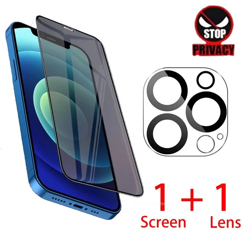 1Pcs Black Privacy Screen Protector With 1Pcs Lens Protector For iPhone 16 11 Pro Max 15 14 13 12 Pro 16 15 14 Tempered Film