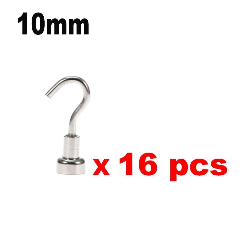 10-30 stk 10mm 20mm sterke magnetkroker tung plikt til garasjekjøkken kontor hengende henger neodym magnetisk krokorganisering: 10mm- 16 stk